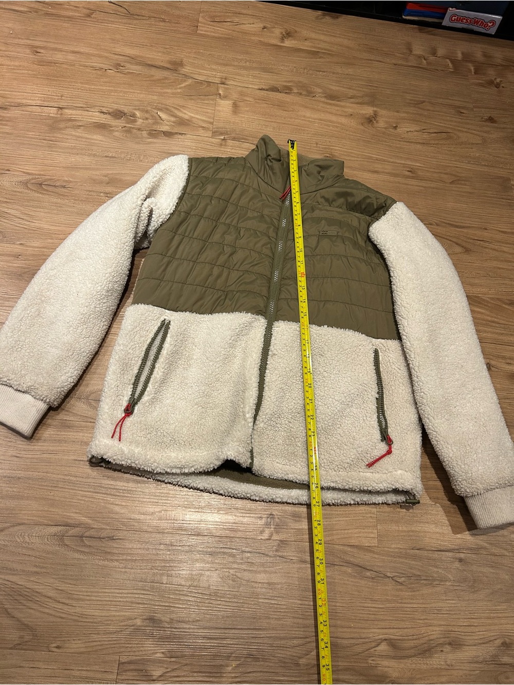 Billabong Olive Green and Cream Sherpa Puffer Jacket - Kids